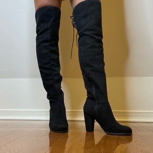 NOT AVAILABLE Suede Black Above the Knee 3 inch Heels